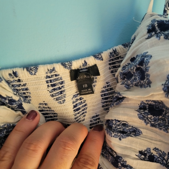 NWT J. Crew Blue & White Cropped Tank Top sz. 18 - Picture 5 of 8
